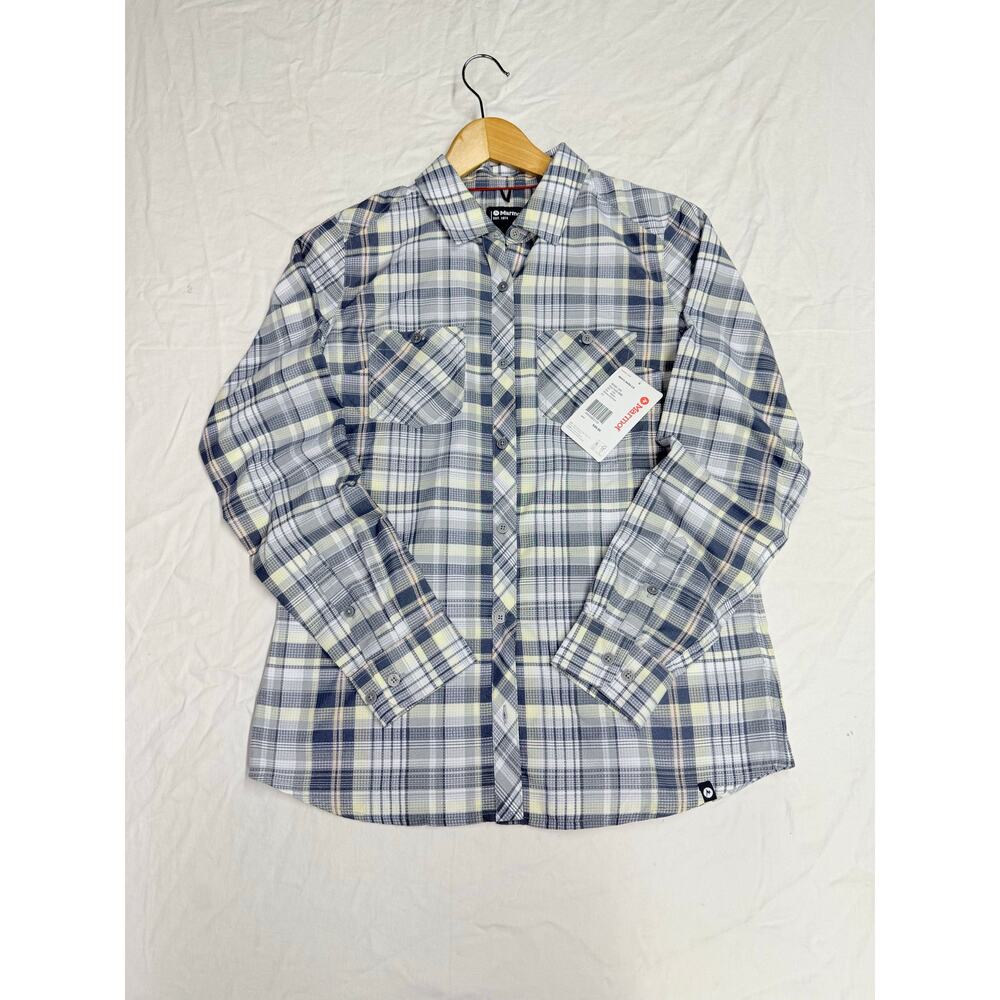 NWT MARMOT Aella LS   Button Down Shirt Women Plaid Medium long sleeve